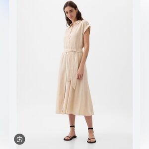 BNWOT - Gap linen blend midi shirt dress - khaki beige size M